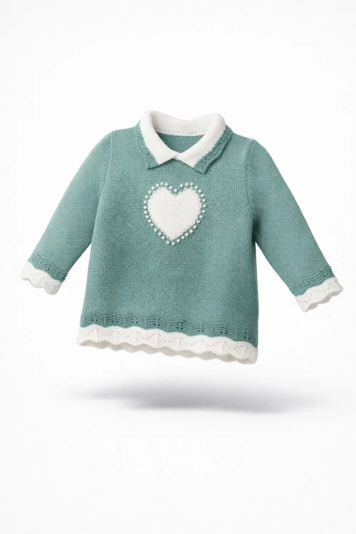 İnci İşlemeli Kız Çocuk Kazak 4098