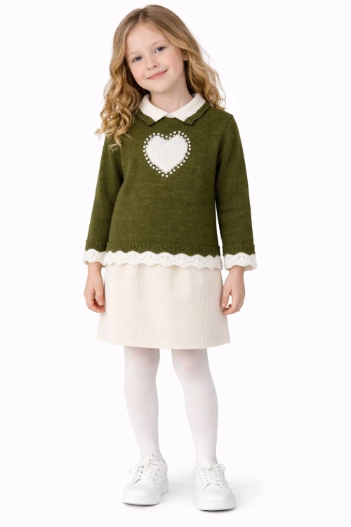 İnci İşlemeli Kız Çocuk Kazak 4098