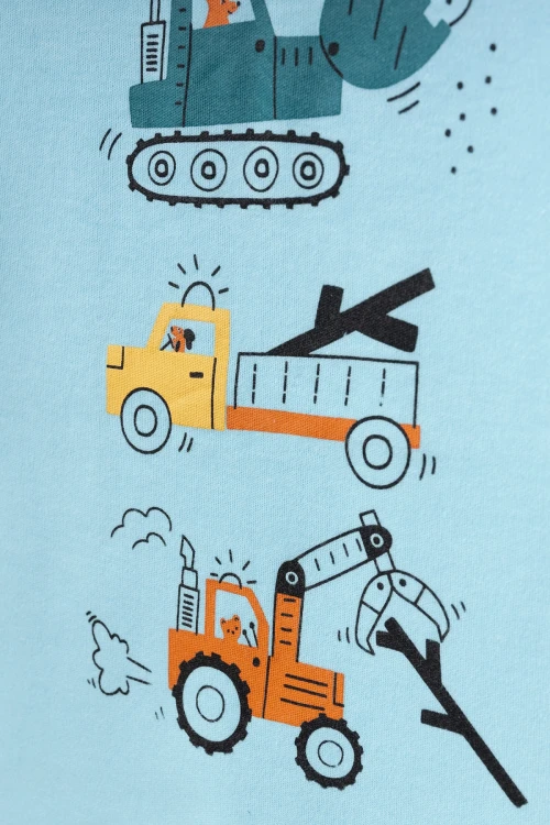 İş Makinası Baskılı Erkek Bebek Pijama Takımı 74171