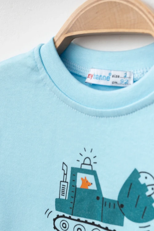 İş Makinası Baskılı Erkek Bebek Pijama Takımı 74171