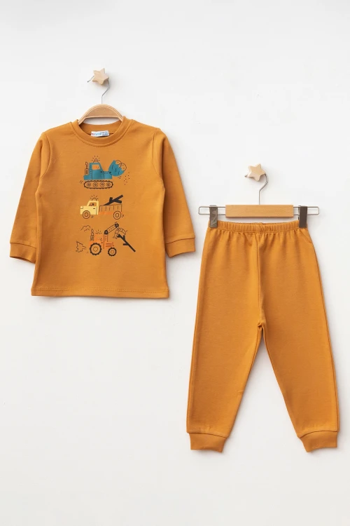 İş Makinası Baskılı Erkek Bebek Pijama Takımı 74171