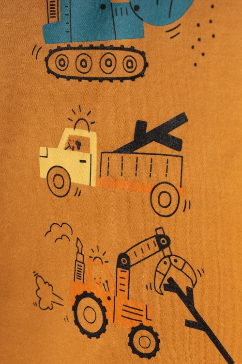 İş Makinası Baskılı Erkek Bebek Pijama Takımı 74171