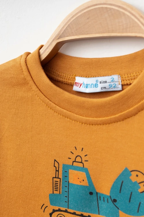 İş Makinası Baskılı Erkek Bebek Pijama Takımı 74171