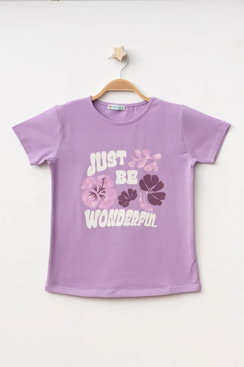 Just Be Baskılı Kız Tişört 50452