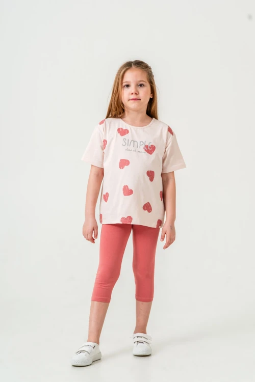 Kalpli Simple Baskılı Kız Bebek Takım 50654