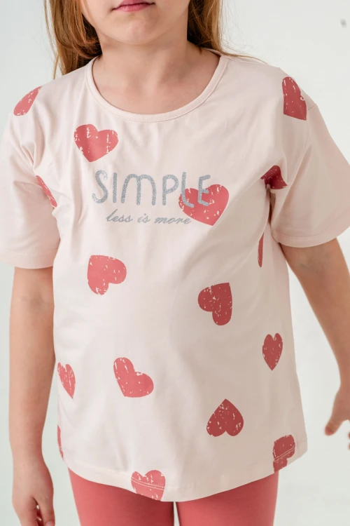 Kalpli Simple Baskılı Kız Bebek Takım 50654