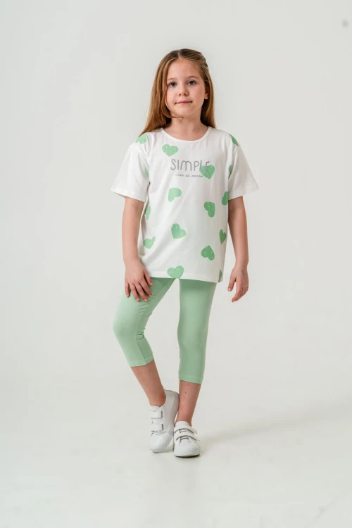 Kalpli Simple Baskılı Kız Bebek Takım 50654