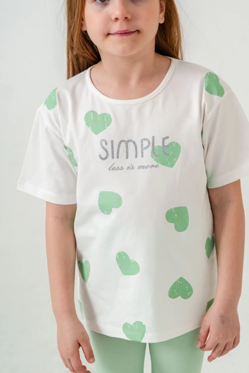 Kalpli Simple Baskılı Kız Bebek Takım 50654