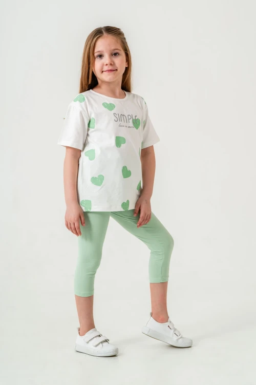 Kalpli Simple Baskılı Kız Bebek Takım 50654