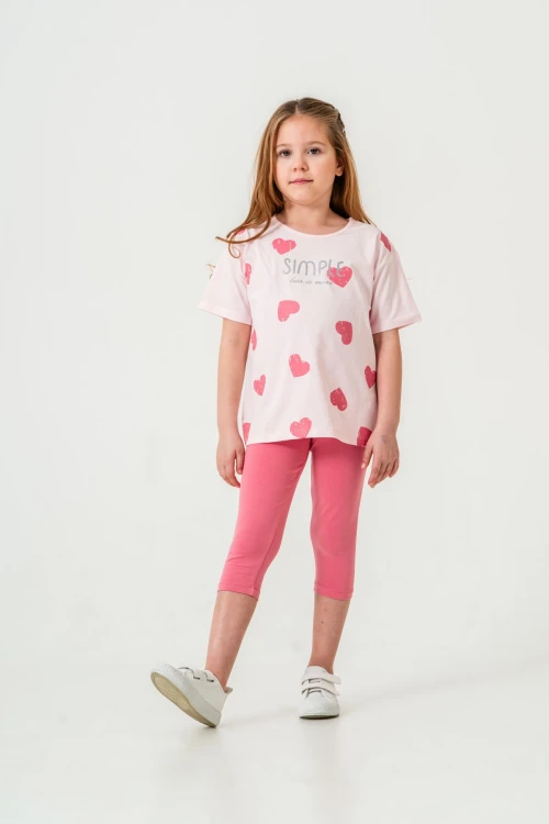 Kalpli Simple Baskılı Kız Bebek Takım 50654