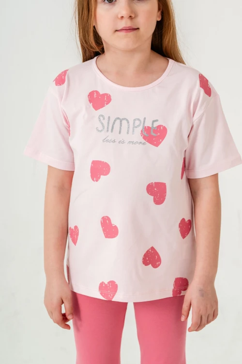 Kalpli Simple Baskılı Kız Bebek Takım 50654