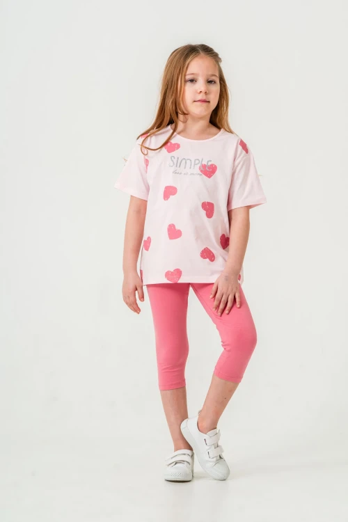 Kalpli Simple Baskılı Kız Bebek Takım 50654