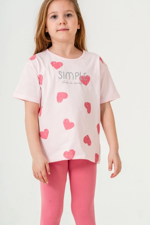 Kalpli Simple Baskılı Kız Bebek Takım 50654