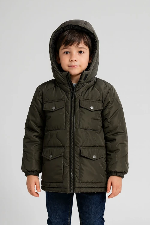 Kapşonlu Kışlık Erkek Çocuk Mont 4230
