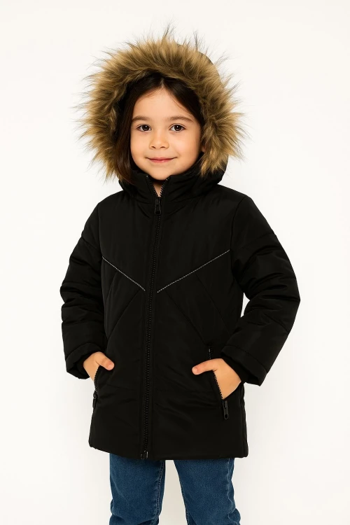 Kapşonlu Kışlık Kız Çocuk Mont 4200