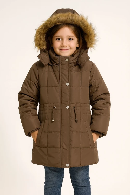 Kapşonlu Kışlık Kız Çocuk Mont 4210