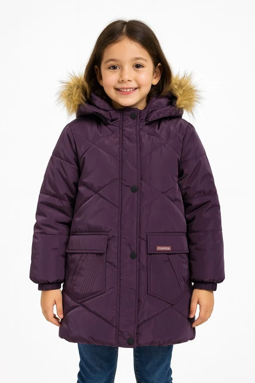 Kapşonlu Kışlık Kız Çocuk Mont 4216