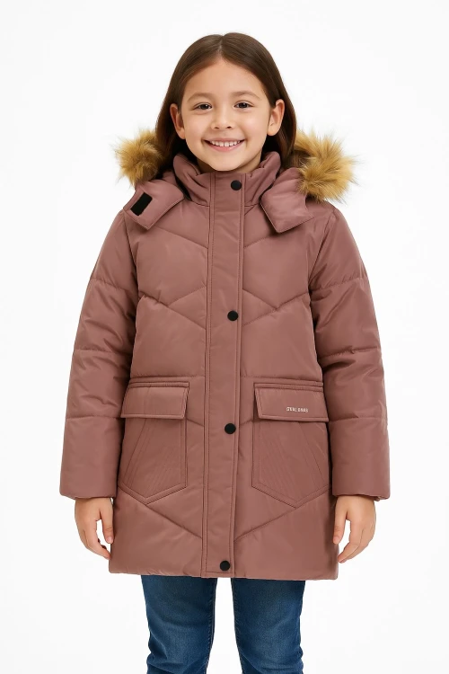 Kapşonlu Kışlık Kız Çocuk Mont 4216