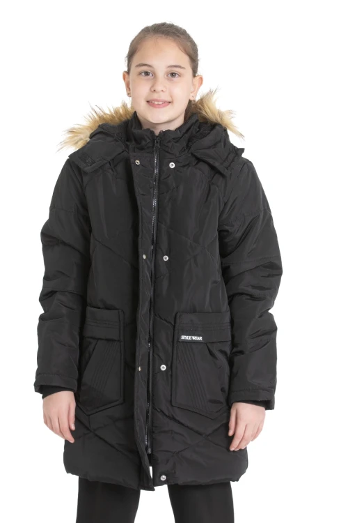 Kapşonlu Kışlık Kız Çocuk Mont 4216