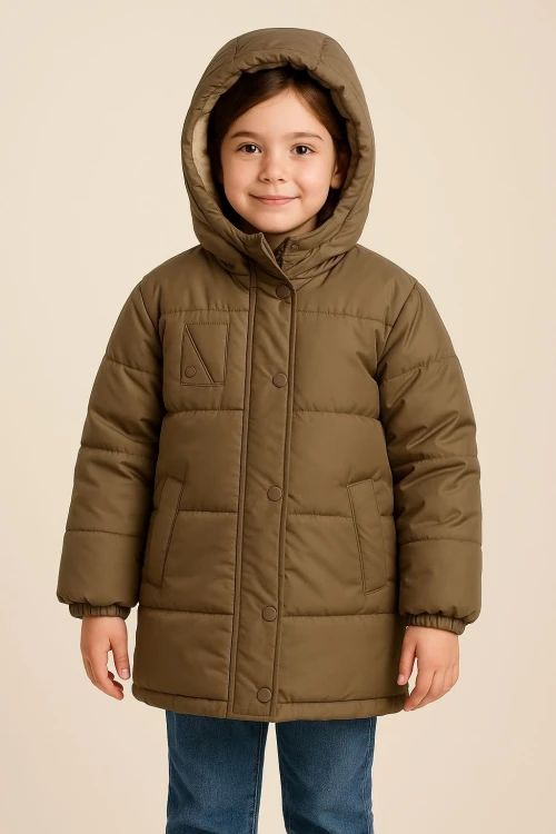 Kapşonlu Kışlık Kız Çocuk Mont 4235