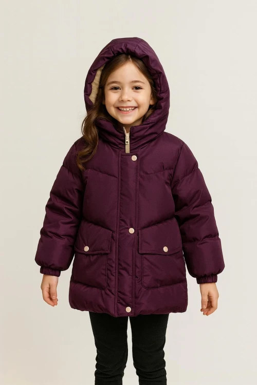 Kapşonlu Kışlık Kız Çocuk Mont 4241