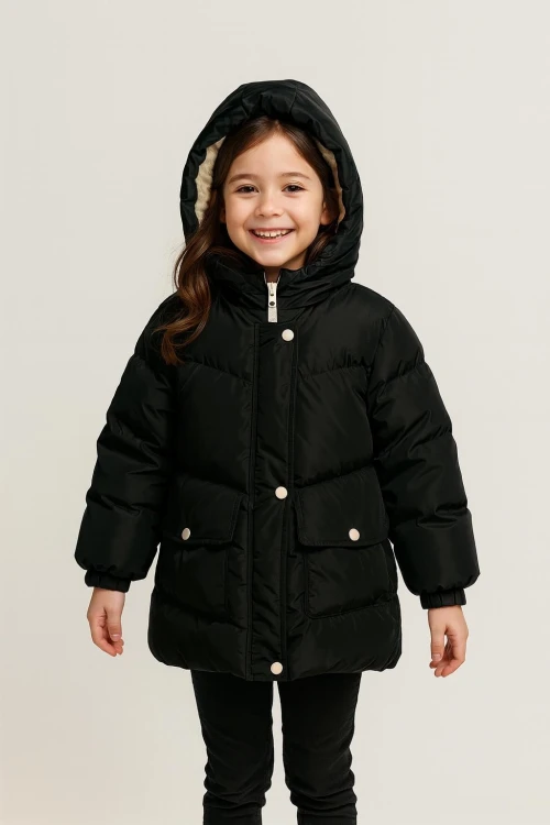 Kapşonlu Kışlık Kız Çocuk Mont 4241