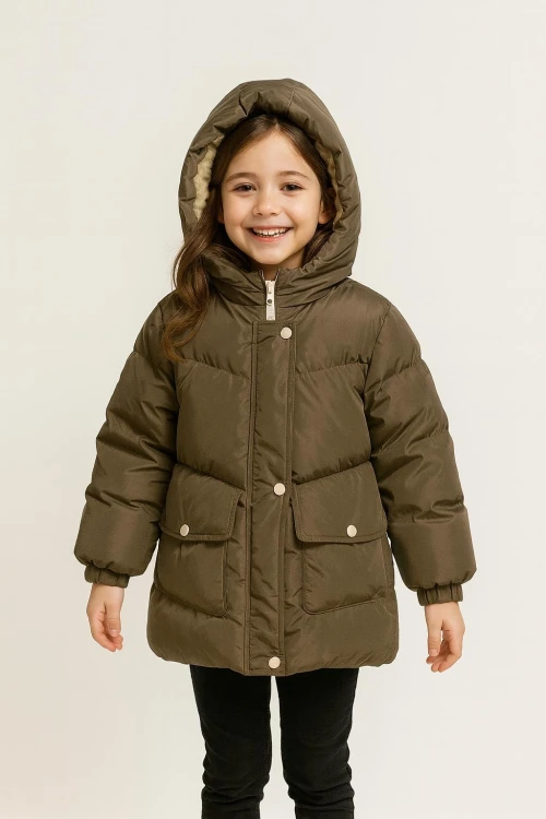 Kapşonlu Kışlık Kız Çocuk Mont 4241