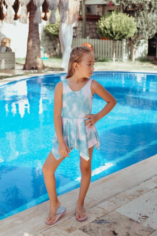 Karışık Baskılı Kız Çocuk Mayo 4302