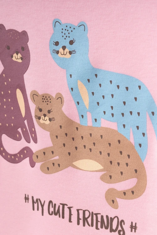 Kedi Desenli Uzun Kol Pijama Takımı 74167