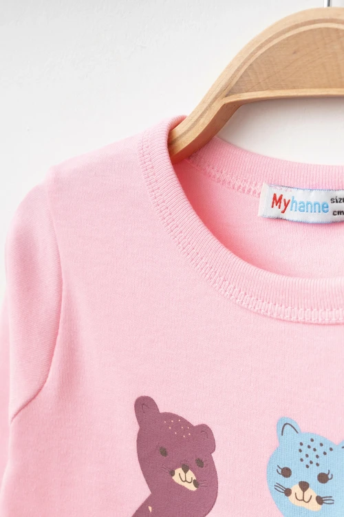 Kedi Desenli Uzun Kol Pijama Takımı 74167