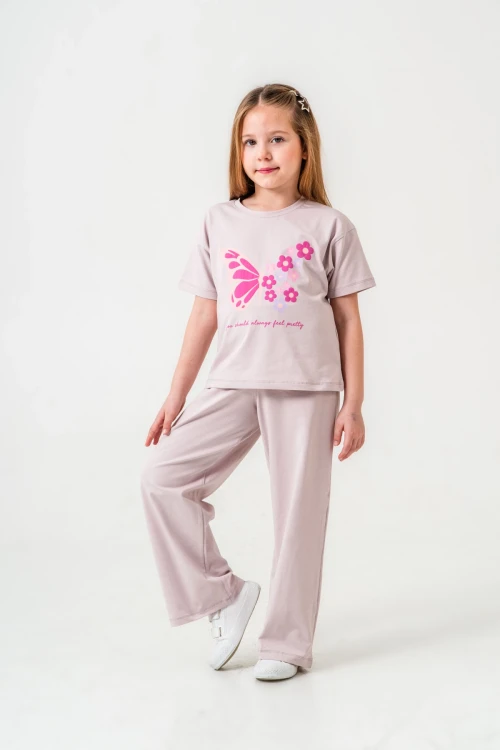 Kelebek Baskılı Kız Çocuk Takım 034