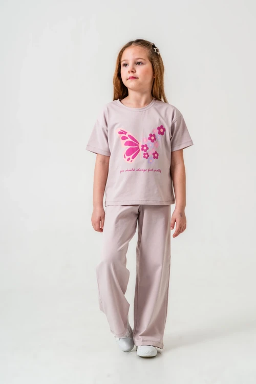 Kelebek Baskılı Kız Çocuk Takım 034