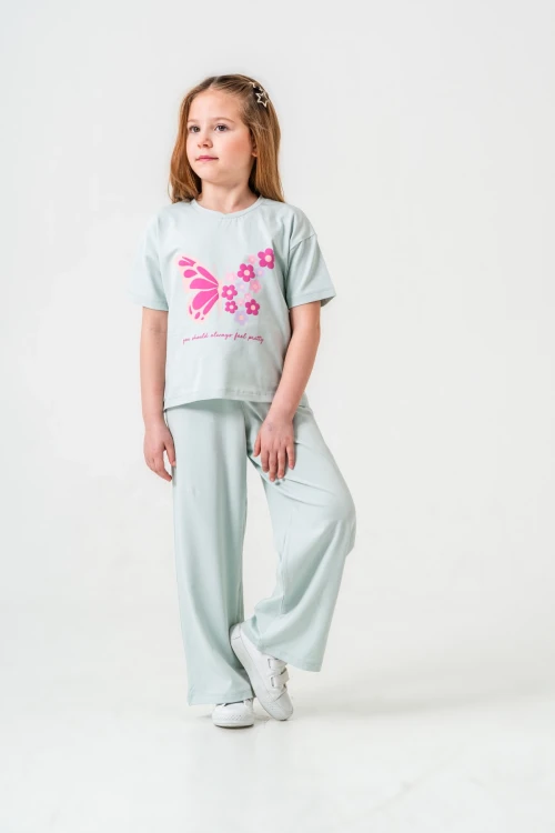 Kelebek Baskılı Kız Çocuk Takım 034