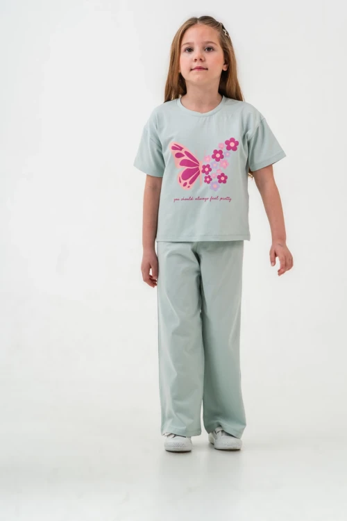 Kelebek Baskılı Kız Çocuk Takım 034