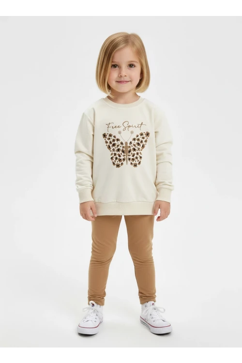 Kelebek Baskılı Kız Çocuk Takım 20458