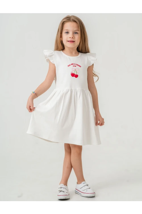 Kiraz Nakışlı Kız Çocuk  Elbise 50772