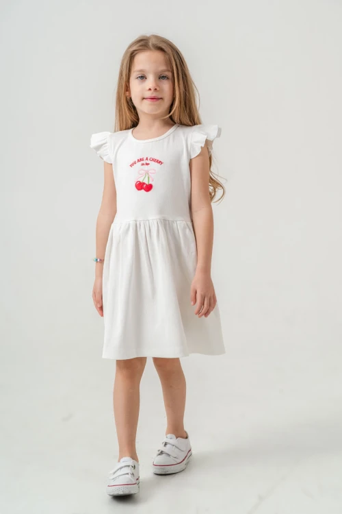 Kiraz Nakışlı Kız Çocuk  Elbise 50772