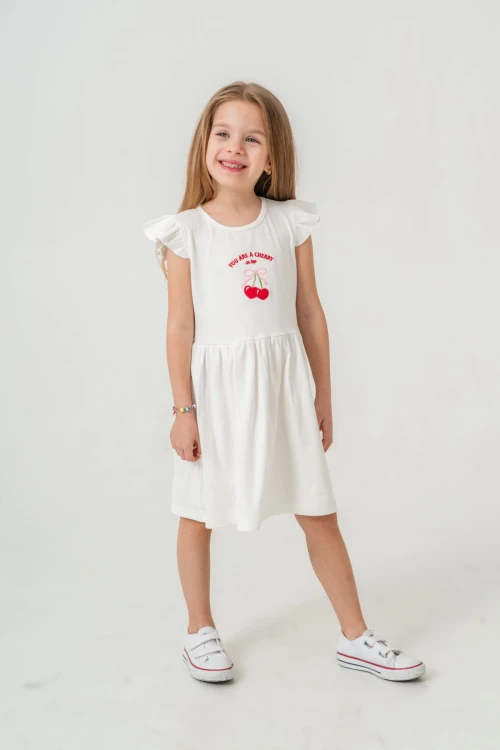 Kiraz Nakışlı Kız Çocuk  Elbise 50772