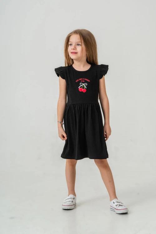 Kiraz Nakışlı Kız Çocuk  Elbise 50772