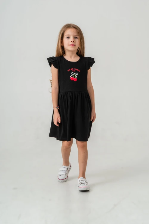 Kiraz Nakışlı Kız Çocuk  Elbise 50772