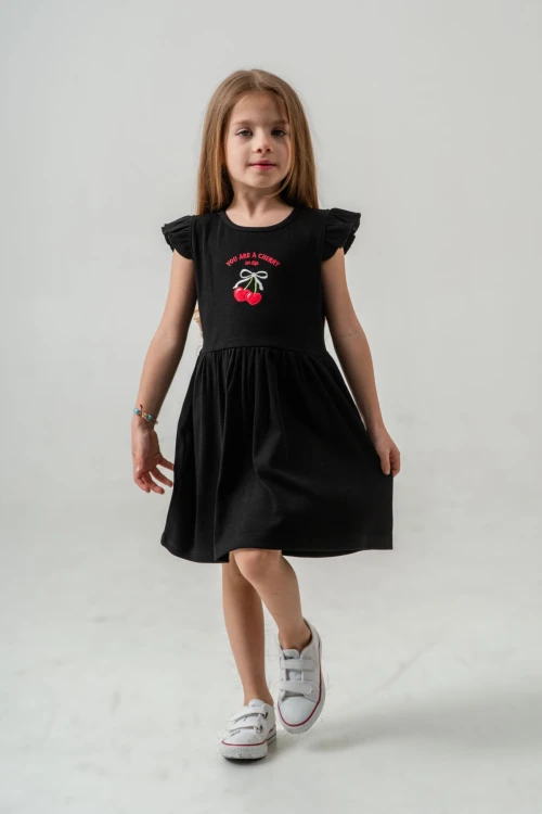 Kiraz Nakışlı Kız Çocuk  Elbise 50772