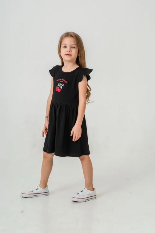 Kiraz Nakışlı Kız Çocuk  Elbise 50772