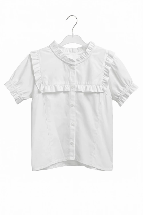 Kısa Kol Düz Kız Çocuk Gömlek 6996