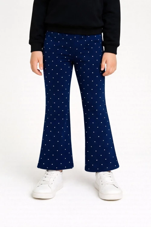 Kız Çocuk Taşlı Bol Paça Modal Pantolon 20607