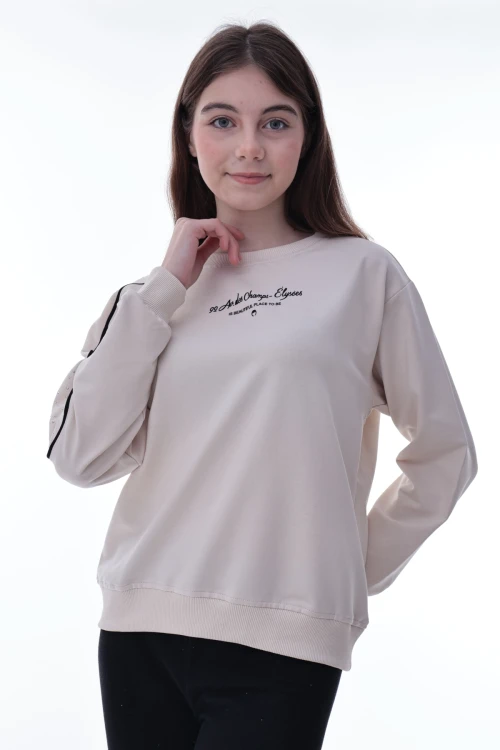 Kolu Biyeli Baskılı Kız Çocuk Sweat 2012