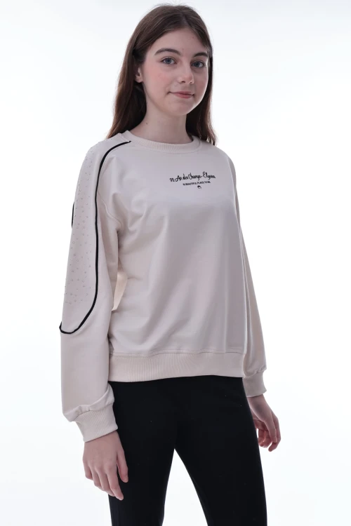 Kolu Biyeli Baskılı Kız Çocuk Sweat 2012