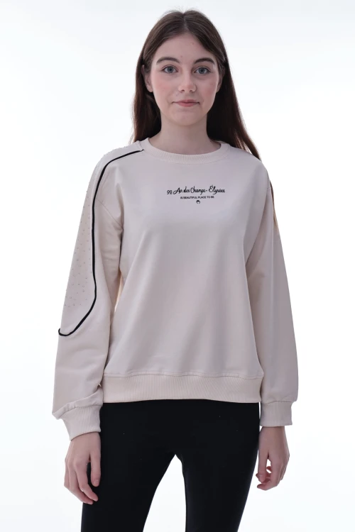 Kolu Biyeli Baskılı Kız Çocuk Sweat 2012