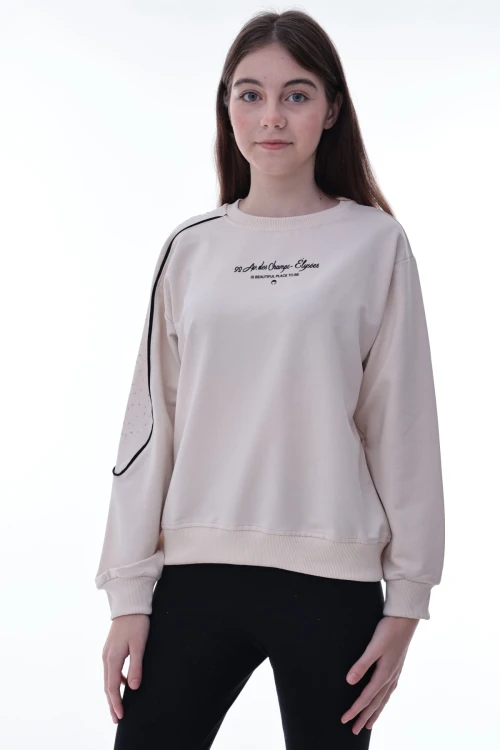 Kolu Biyeli Baskılı Kız Çocuk Sweat 2012