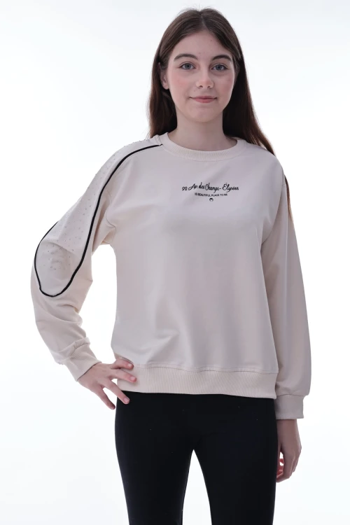 Kolu Biyeli Baskılı Kız Çocuk Sweat 2012