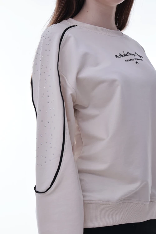 Kolu Biyeli Baskılı Kız Çocuk Sweat 2012